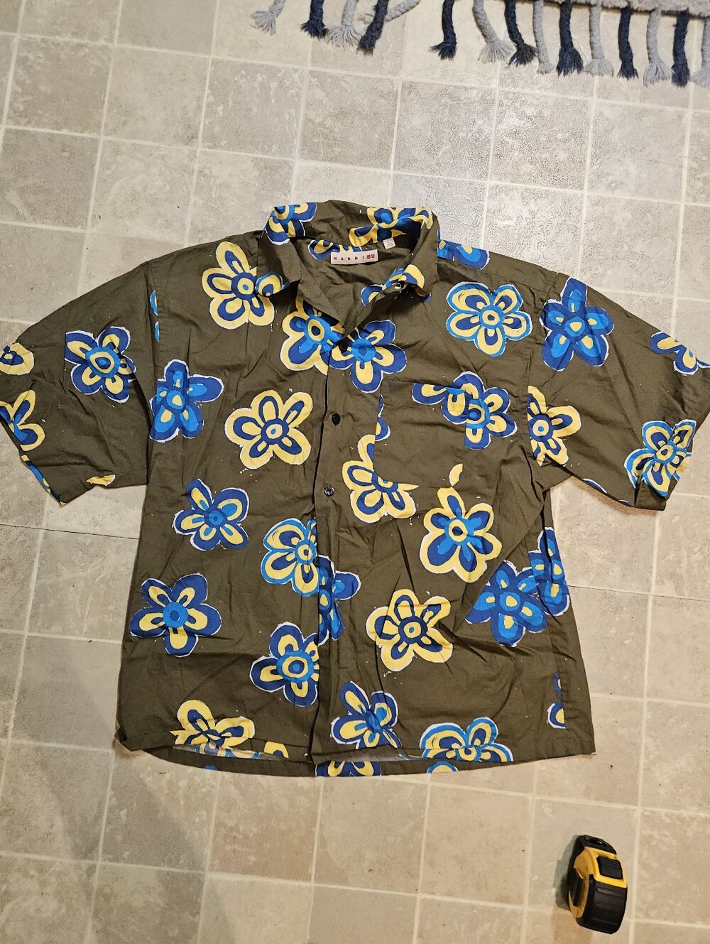 MARNI x UNIQLO - Green Floral Oversized Short Sleeve Button-Up Shirt Mens Large